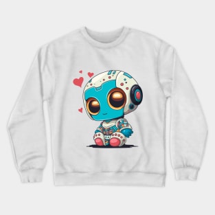 Cartoon robot in love. Crewneck Sweatshirt